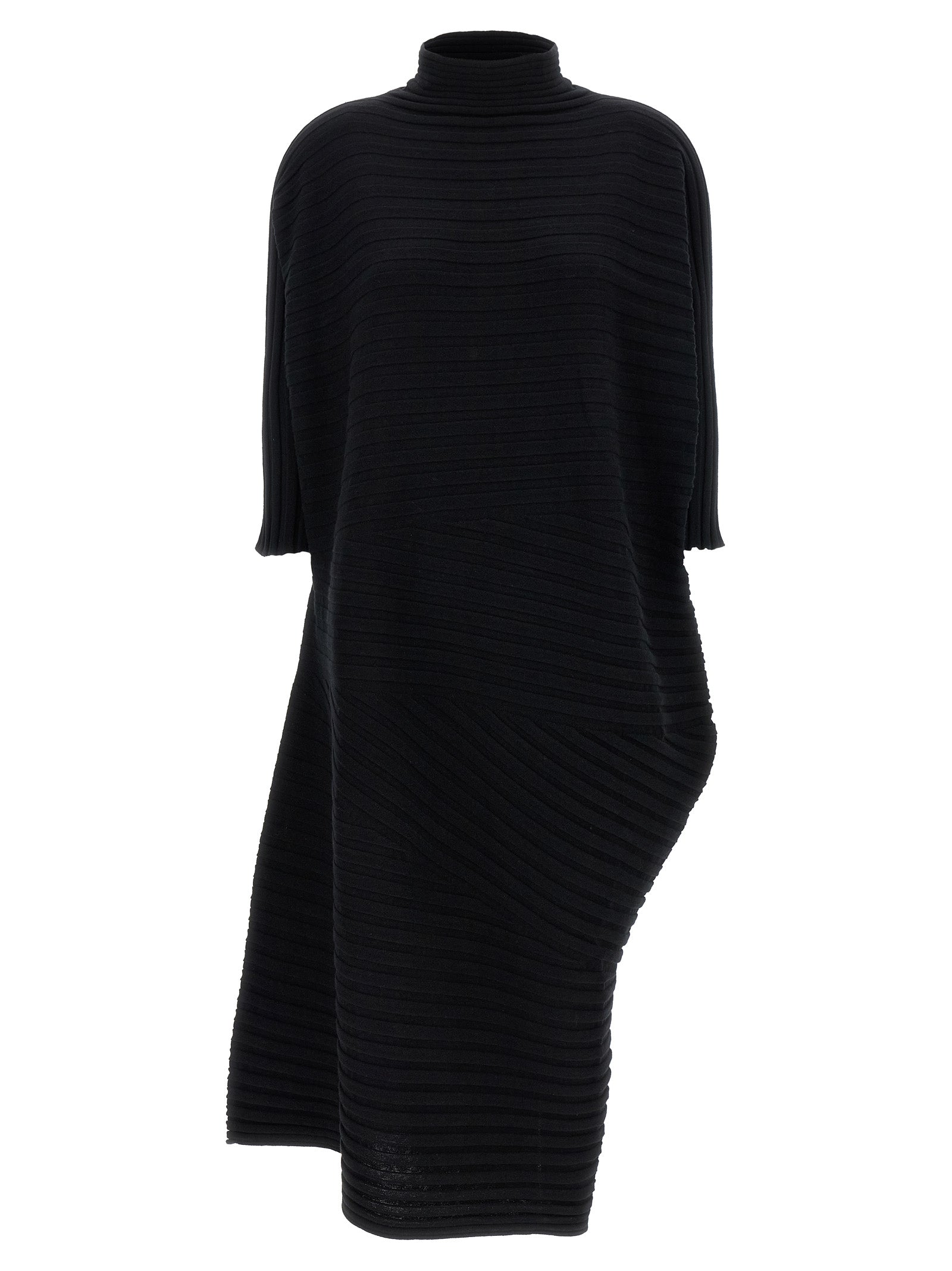 ISSEY MIYAKE - ISSEY MIYAKE Women’s Cotton Cashmere Knit Dress Black - Women’s Clothing