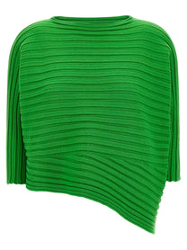 ISSEY MIYAKE - ISSEY MIYAKE Women’s Cotton Cashmere Knit Top Green - Women’s Tops