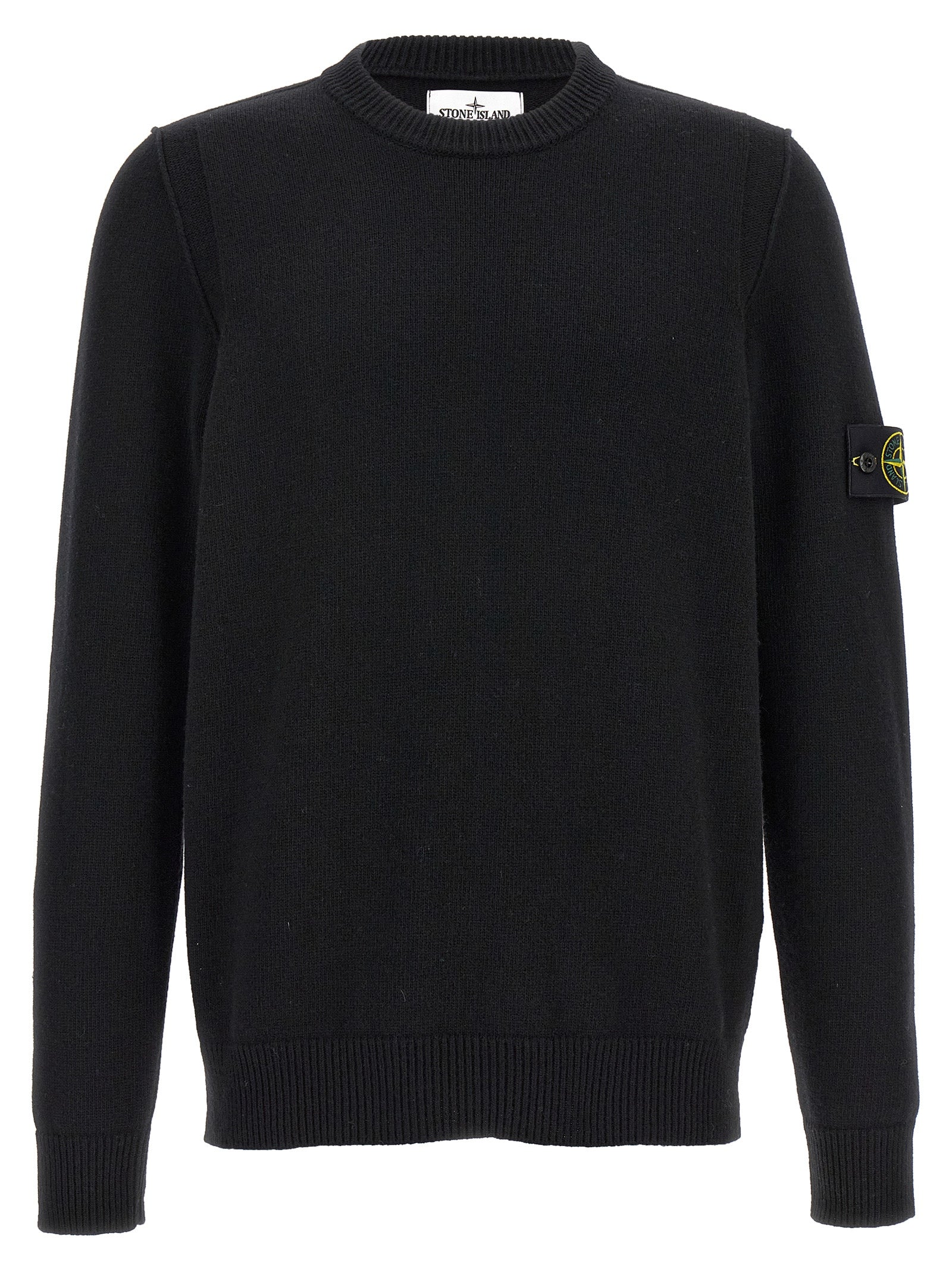 STONE ISLAND - STONE ISLAND Men’s Logo Badge Sweater Black - Men’s Knitwear