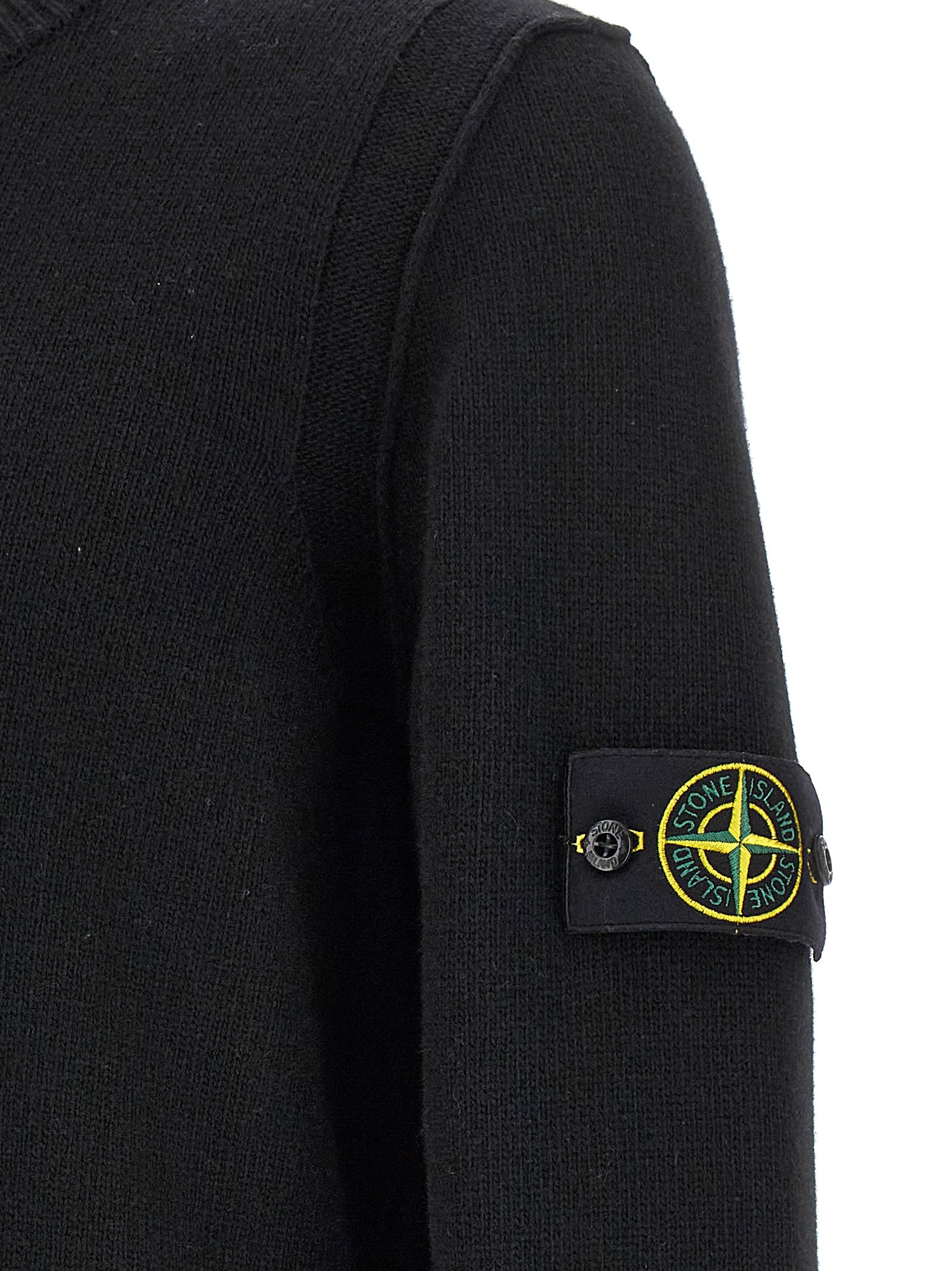 STONE ISLAND - STONE ISLAND Men’s Logo Badge Sweater Black - Men’s Knitwear