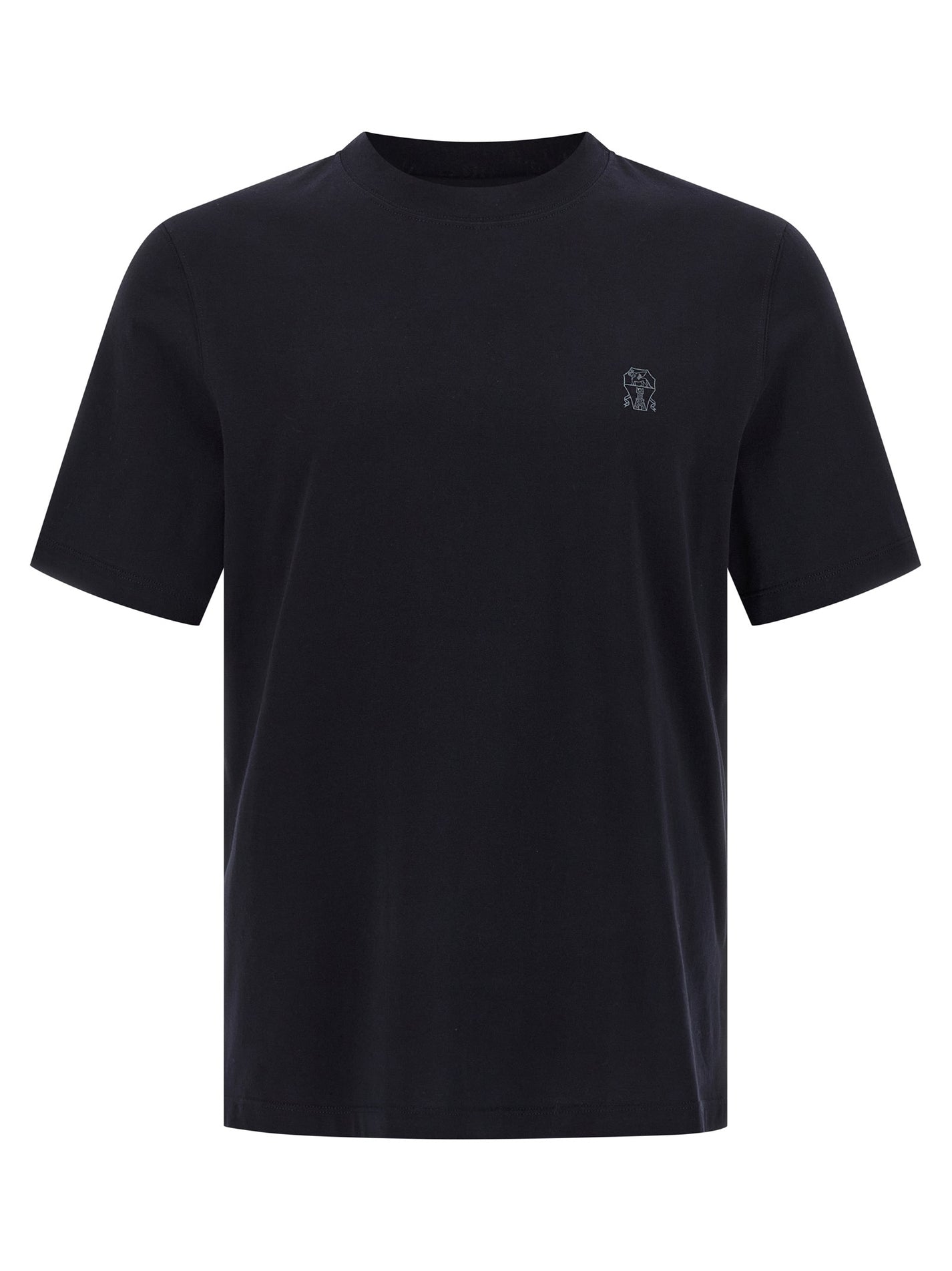 BRUNELLO CUCINELLI - BRUNELLO CUCINELLI Men’s Logo Print T-Shirt Blue - Men’s Tops