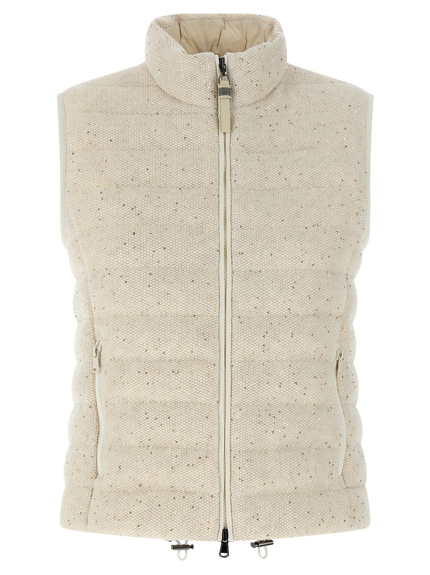 BRUNELLO CUCINELLI - BRUNELLO CUCINELLI Women’s Dazzling Vest Beige - Women’s Outerwear