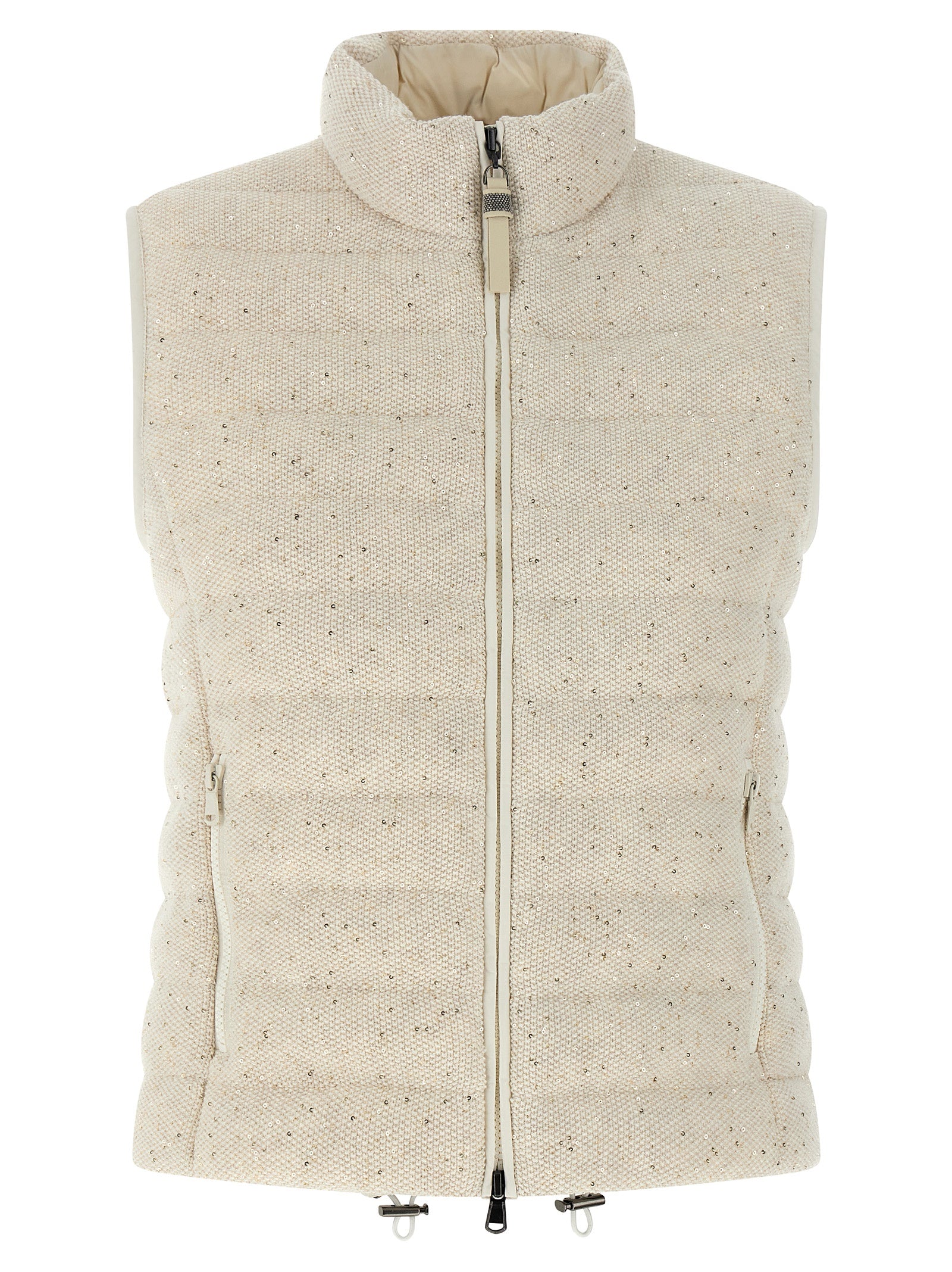 BRUNELLO CUCINELLI - BRUNELLO CUCINELLI Women’s Dazzling Vest Beige - Women’s Outerwear