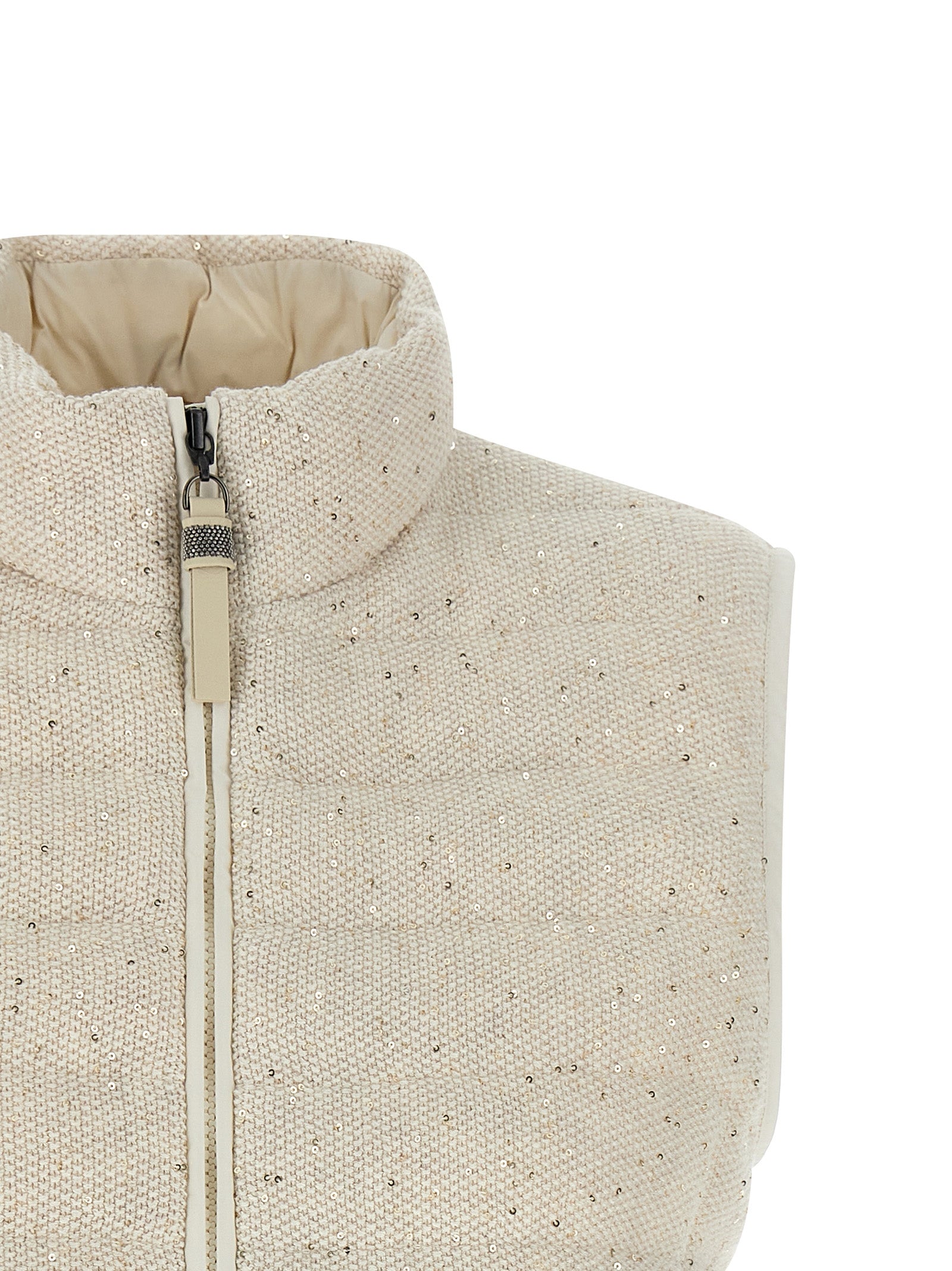 BRUNELLO CUCINELLI - BRUNELLO CUCINELLI Women’s Dazzling Vest Beige - Women’s Outerwear