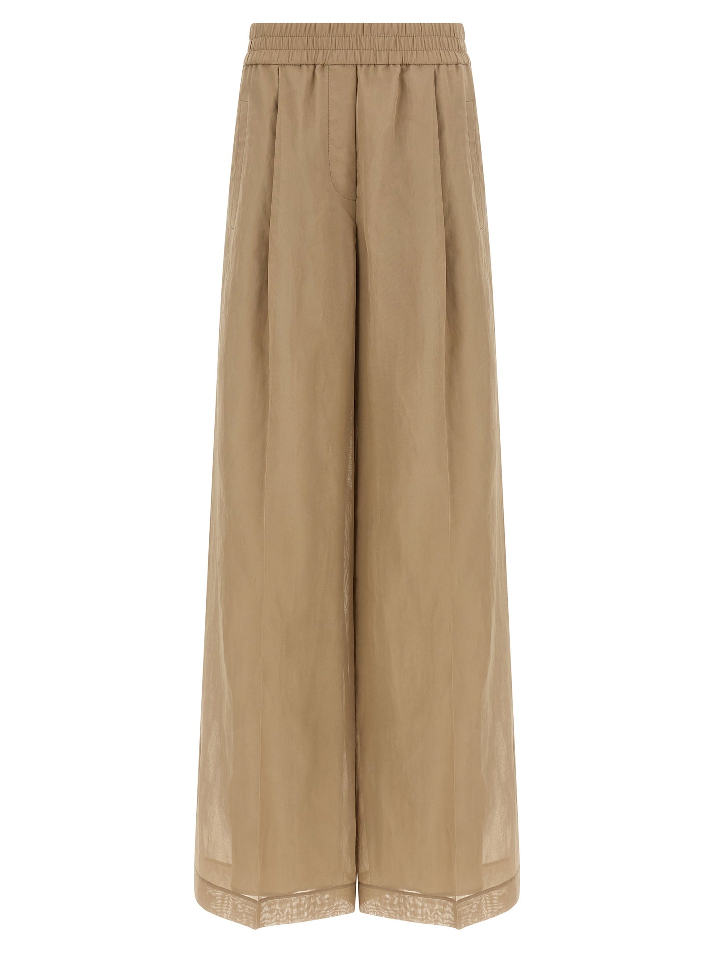 BRUNELLO CUCINELLI - BRUNELLO CUCINELLI Women’s Loose Track Pants Beige - Women’s Pants