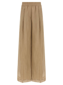 BRUNELLO CUCINELLI - BRUNELLO CUCINELLI Women’s Loose Track Pants Beige - Women’s Pants