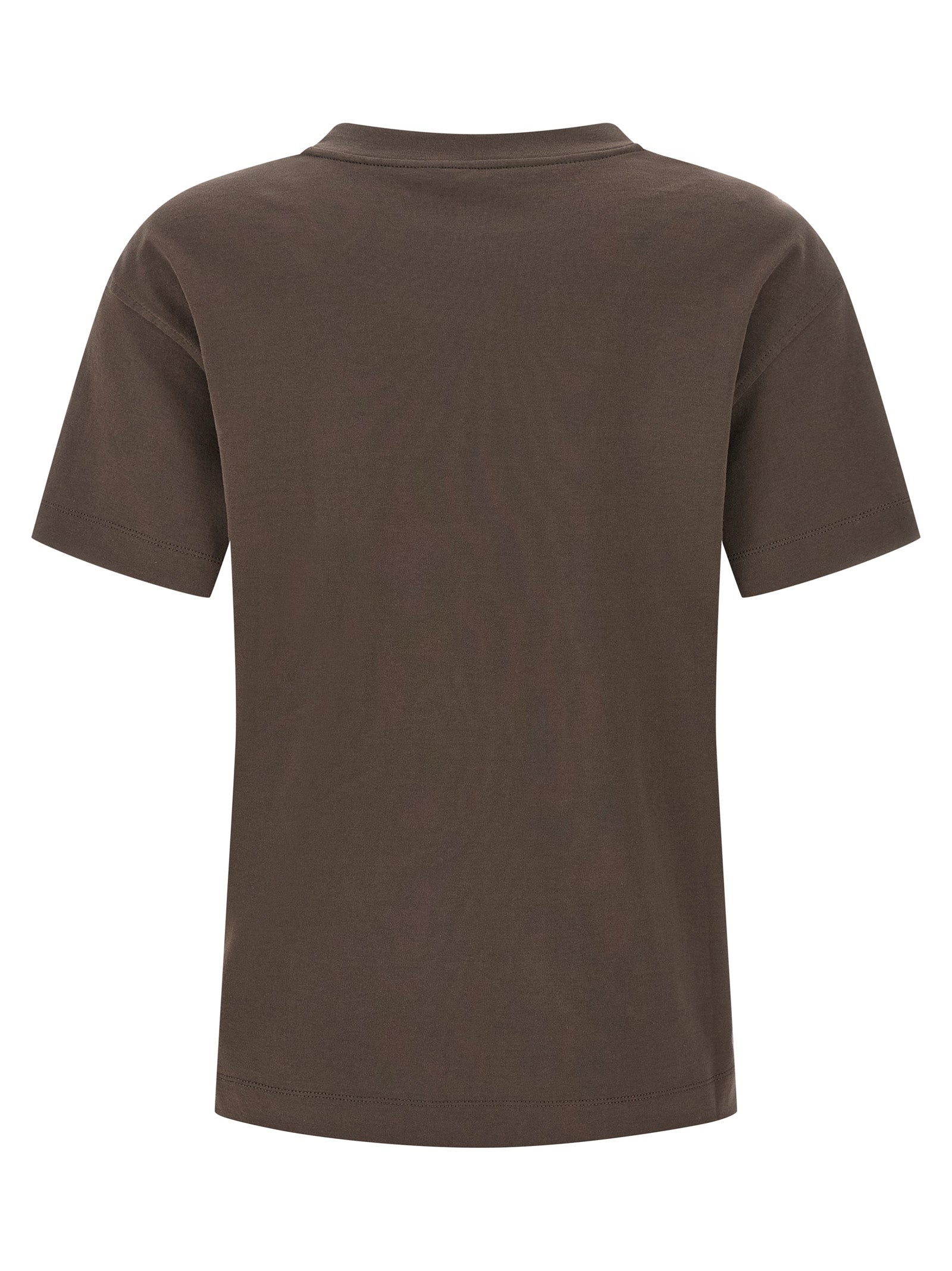BRUNELLO CUCINELLI - BRUNELLO CUCINELLI Women’s Shiny Tab T-Shirt Brown - Women’s Tops