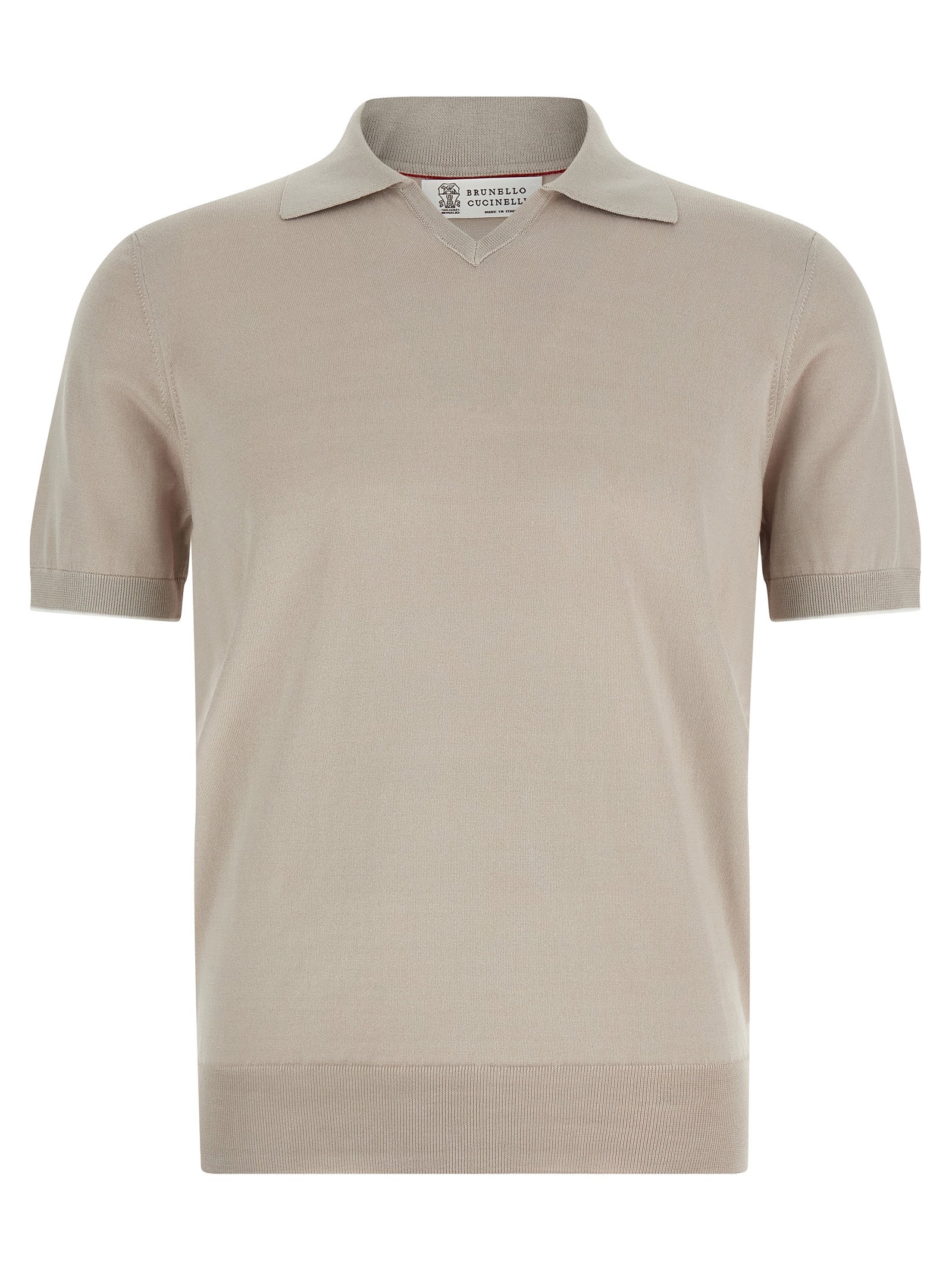 BRUNELLO CUCINELLI - BRUNELLO CUCINELLI Men’s Cotton Polo Shirt Beige - Men’s Tops