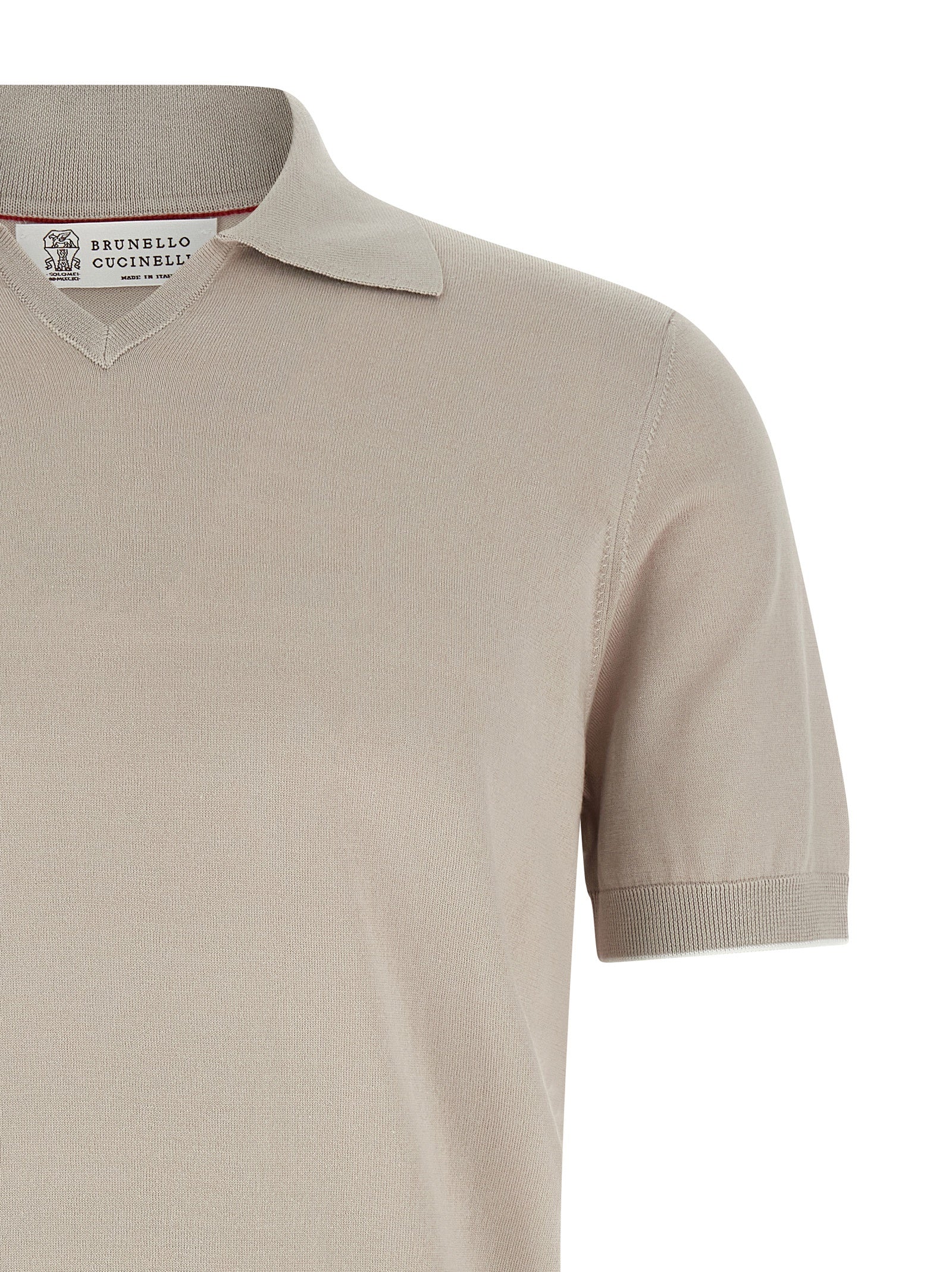 BRUNELLO CUCINELLI - BRUNELLO CUCINELLI Men’s Cotton Polo Shirt Beige - Men’s Tops