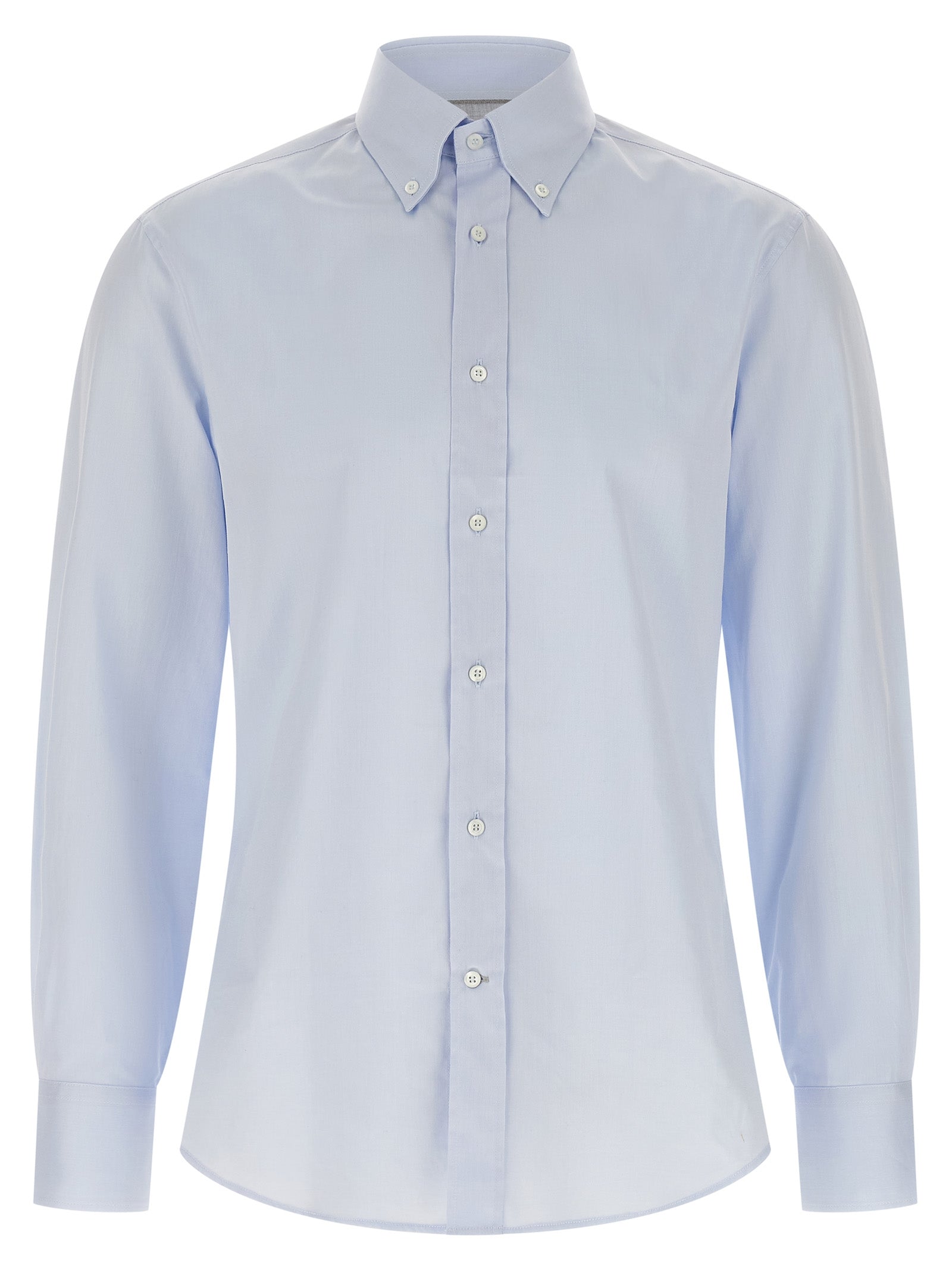 BRUNELLO CUCINELLI - BRUNELLO CUCINELLI Men’s Button-Down Shirt Light Blue - Men’s Tops