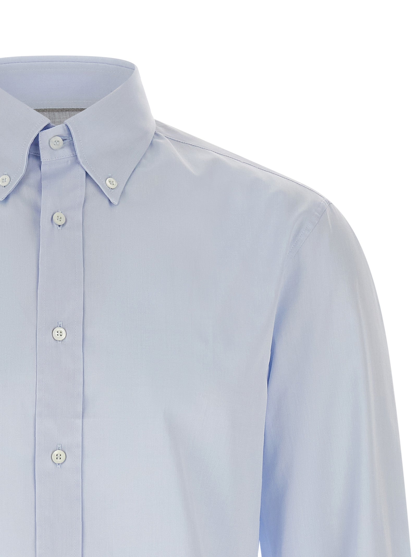 BRUNELLO CUCINELLI - BRUNELLO CUCINELLI Men’s Button-Down Shirt Light Blue - Men’s Tops