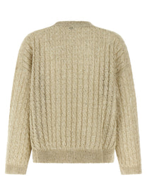 BRUNELLO CUCINELLI - BRUNELLO CUCINELLI Women’s Dazzling Cable Sweater Beige - Women’s Knitwear