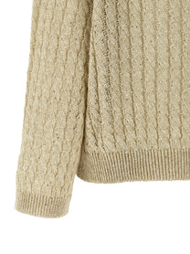 BRUNELLO CUCINELLI - BRUNELLO CUCINELLI Women’s Dazzling Cable Sweater Beige - Women’s Knitwear