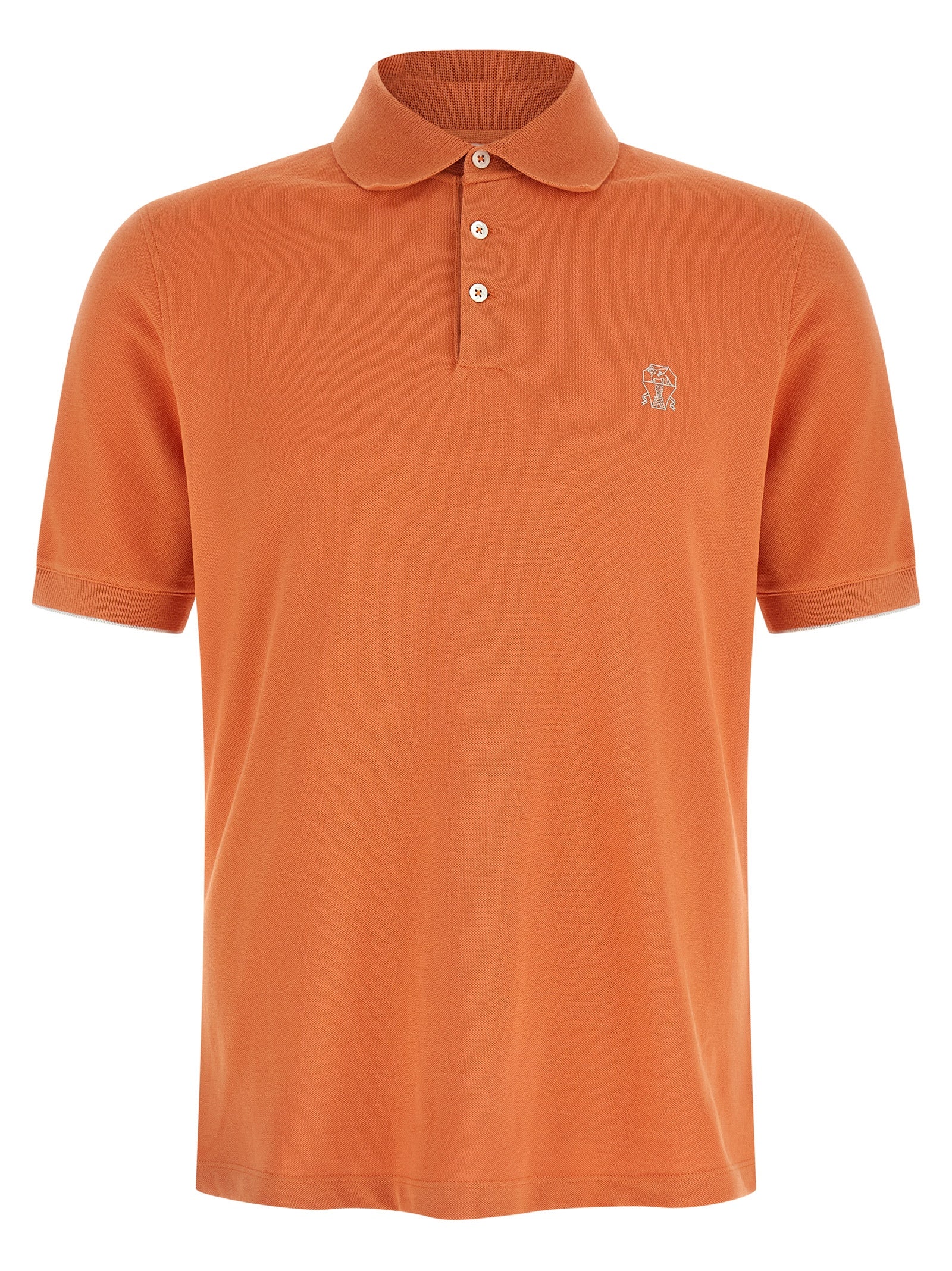 BRUNELLO CUCINELLI - BRUNELLO CUCINELLI Men’s Logo Piqué Polo Shirt Orange - Men’s Tops