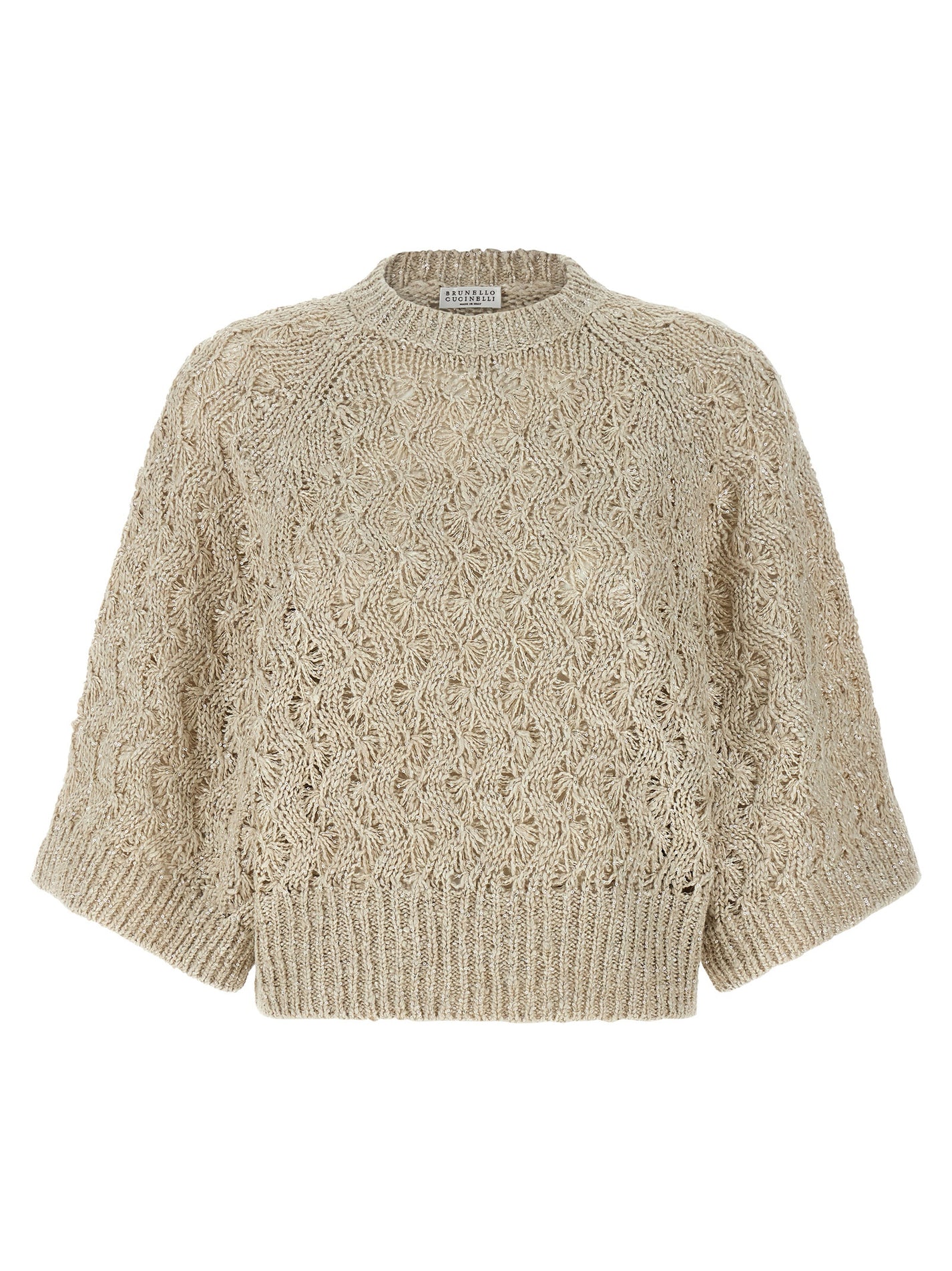 BRUNELLO CUCINELLI - BRUNELLO CUCINELLI Women’s Dazzling Sweater Beige - Women’s Knitwear