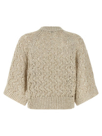 BRUNELLO CUCINELLI - BRUNELLO CUCINELLI Women’s Dazzling Sweater Beige - Women’s Knitwear