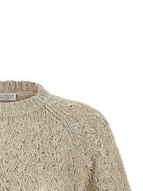 BRUNELLO CUCINELLI - BRUNELLO CUCINELLI Women’s Dazzling Sweater Beige - Women’s Knitwear