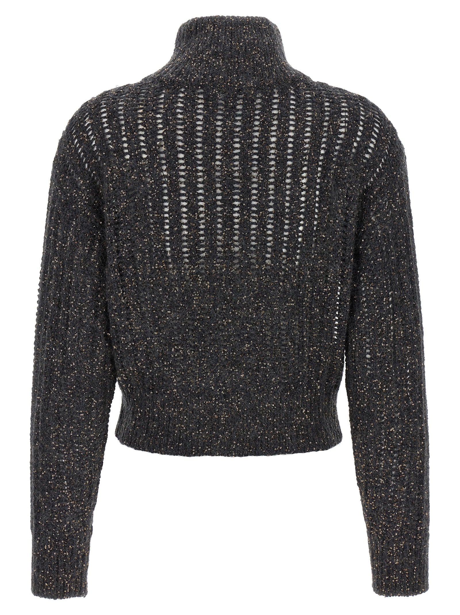 BRUNELLO CUCINELLI Women's Rustic Dazzling Net Cardigan Gray