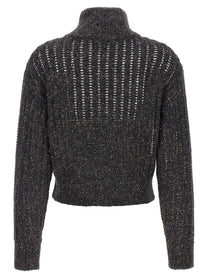 BRUNELLO CUCINELLI Women's Rustic Dazzling Net Cardigan Gray