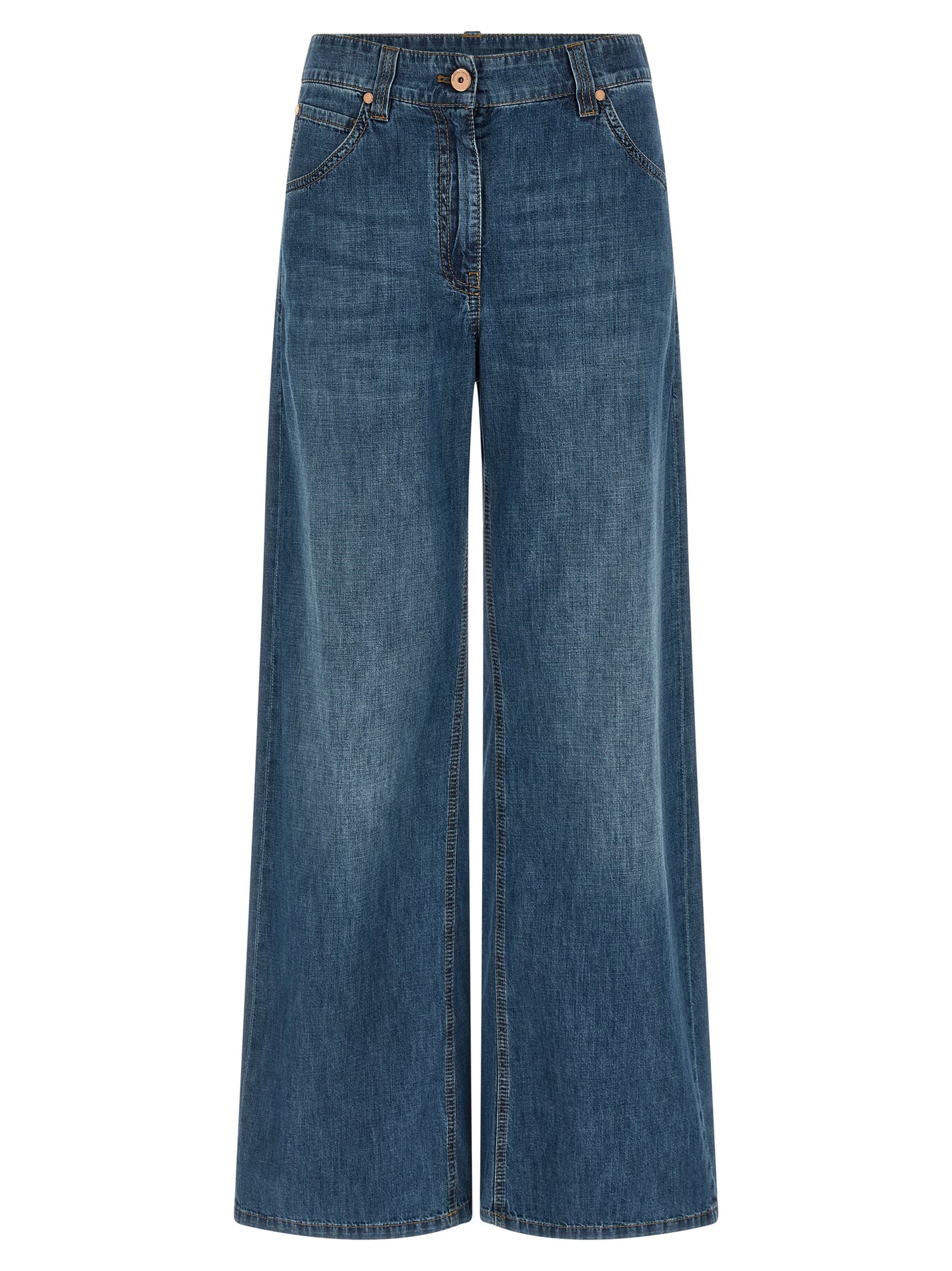 BRUNELLO CUCINELLI - BRUNELLO CUCINELLI Women’s Wide Leg Jeans Blue - Women’s Bottoms
