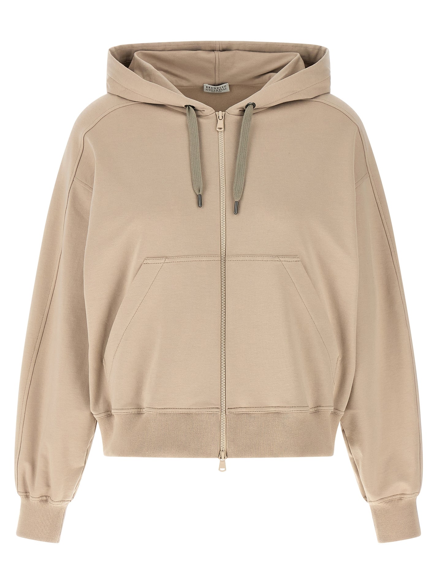 BRUNELLO CUCINELLI - BRUNELLO CUCINELLI Women’s Solomei Ad Mcccxci Hoodie Beige - Women’s Sweatshirts