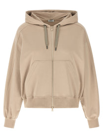 BRUNELLO CUCINELLI - BRUNELLO CUCINELLI Women’s Solomei Ad Mcccxci Hoodie Beige - Women’s Sweatshirts