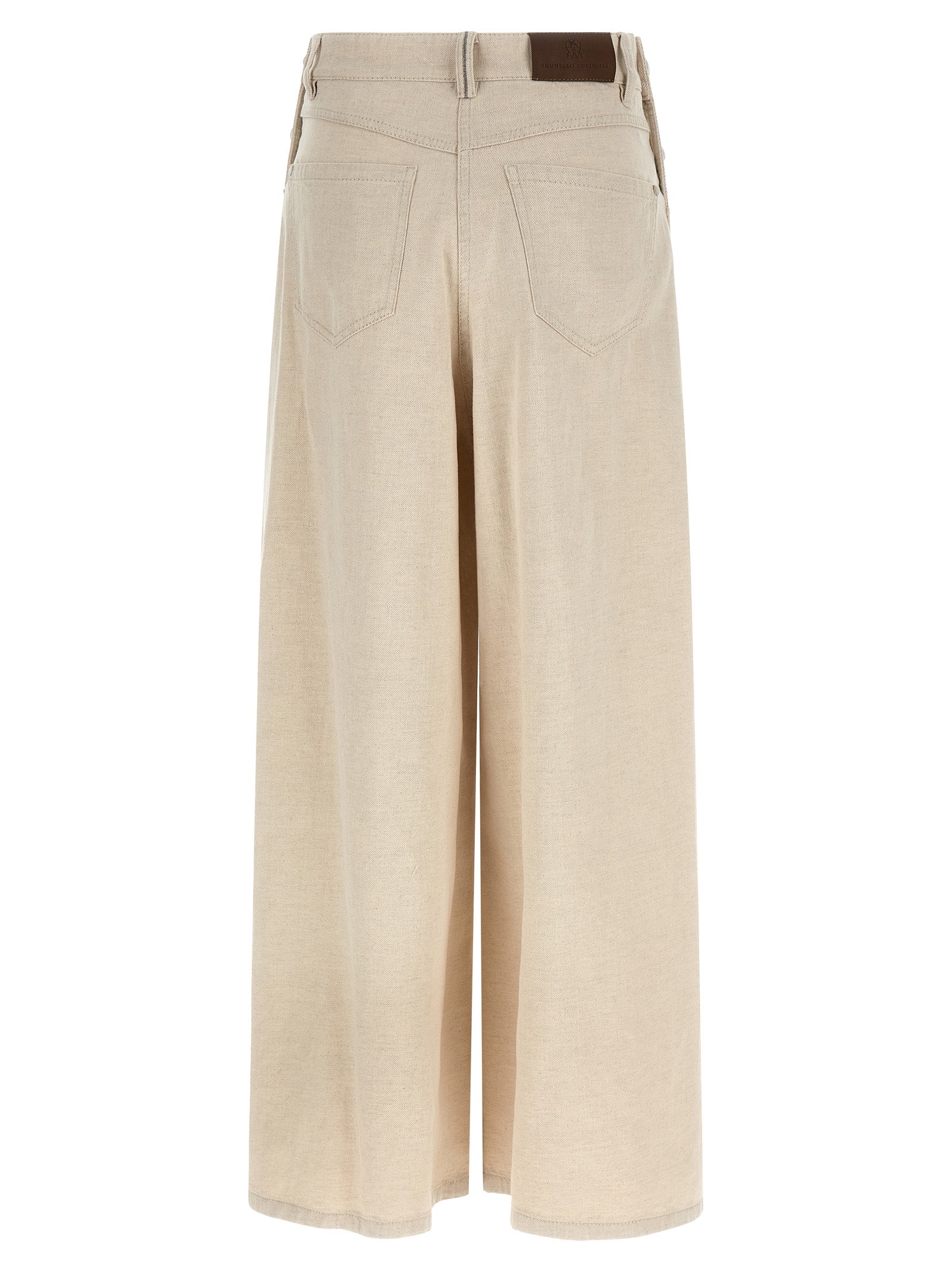 BRUNELLO CUCINELLI - BRUNELLO CUCINELLI Women’s The Maxi Sailor Jeans Beige - Women’s Bottoms