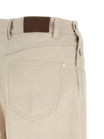 BRUNELLO CUCINELLI - BRUNELLO CUCINELLI Women’s The Maxi Sailor Jeans Beige - Women’s Bottoms
