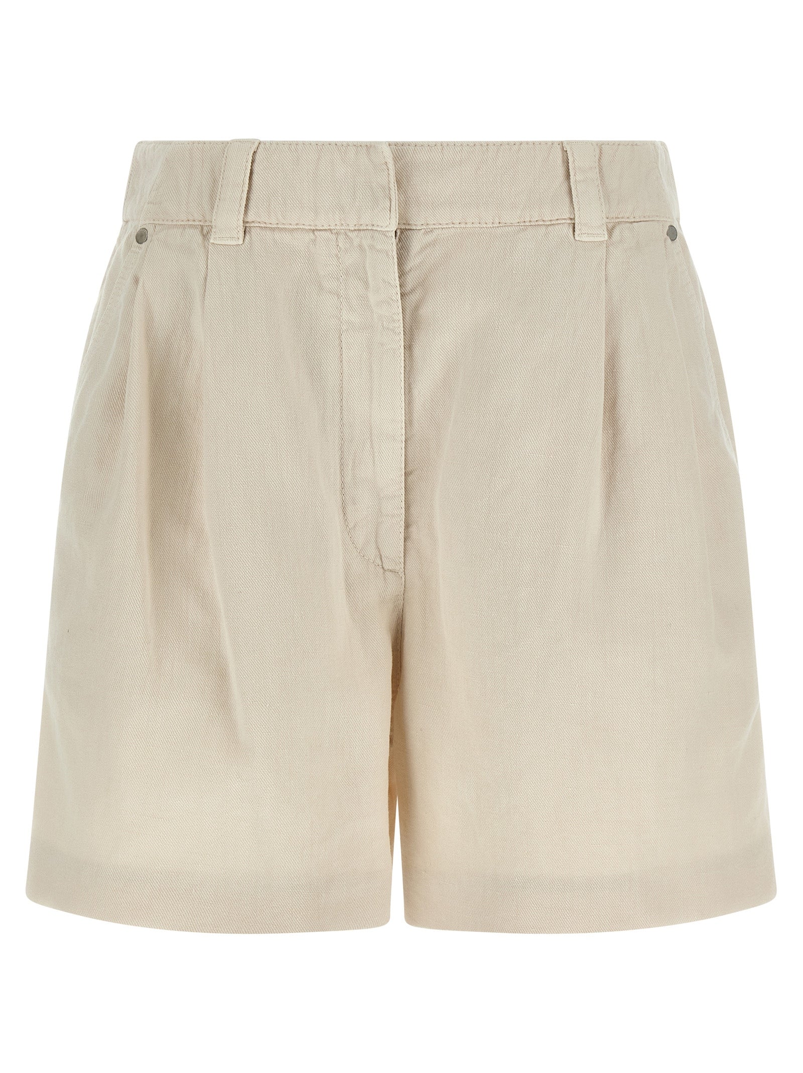 BRUNELLO CUCINELLI - BRUNELLO CUCINELLI Women’s Baggy Shorts Beige - Women’s Clothing