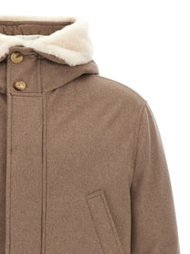 BRUNELLO CUCINELLI Men's Flannel Down Jacket Beige