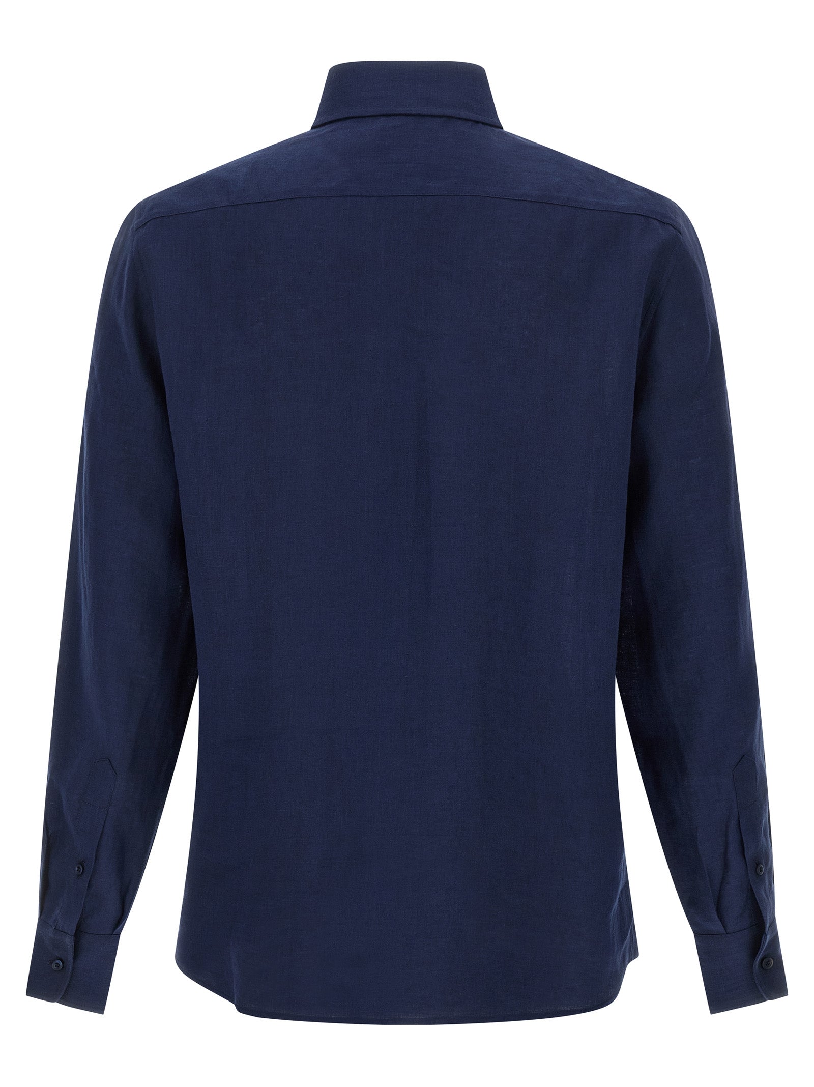 BRUNELLO CUCINELLI - BRUNELLO CUCINELLI Men’s Linen Shirt Blue - Men’s Tops