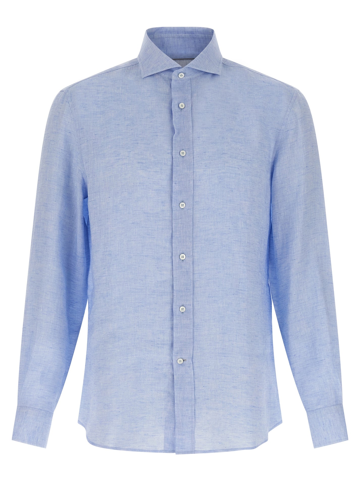 BRUNELLO CUCINELLI - BRUNELLO CUCINELLI Men’s Linen Shirt Light Blue - Men’s Tops