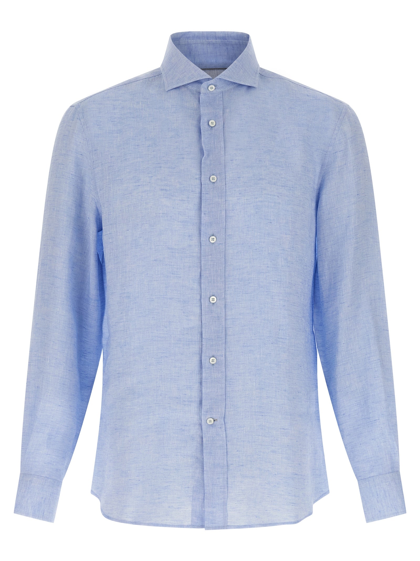 BRUNELLO CUCINELLI - BRUNELLO CUCINELLI Men’s Linen Shirt Light Blue - Men’s Tops