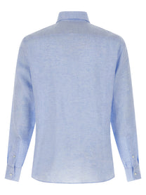 BRUNELLO CUCINELLI - BRUNELLO CUCINELLI Men’s Linen Shirt Light Blue - Men’s Tops
