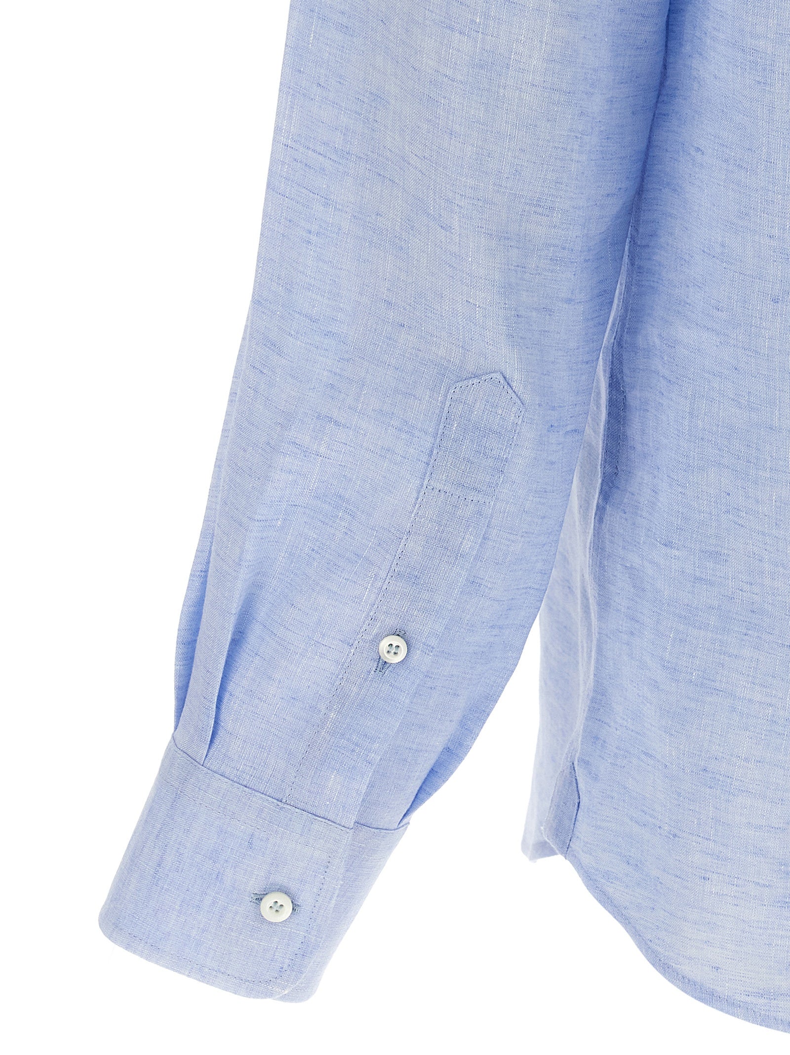 BRUNELLO CUCINELLI - BRUNELLO CUCINELLI Men’s Linen Shirt Light Blue - Men’s Tops