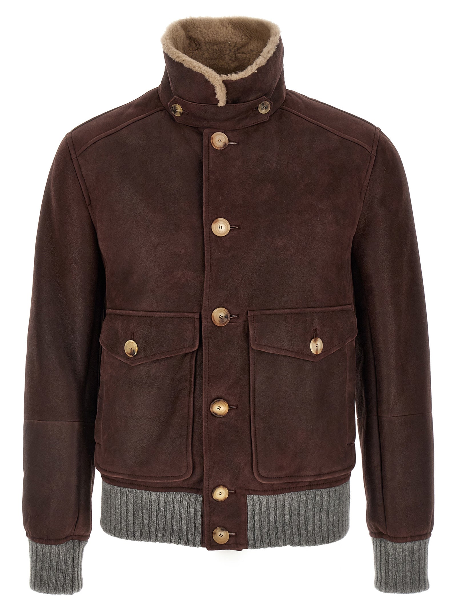 BRUNELLO CUCINELLI Men's Aviator Jacket Brown