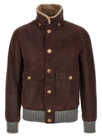 BRUNELLO CUCINELLI Men's Aviator Jacket Brown
