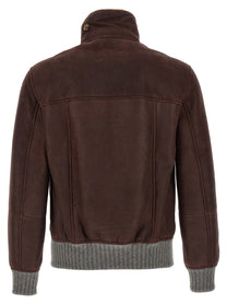 BRUNELLO CUCINELLI Men's Aviator Jacket Brown