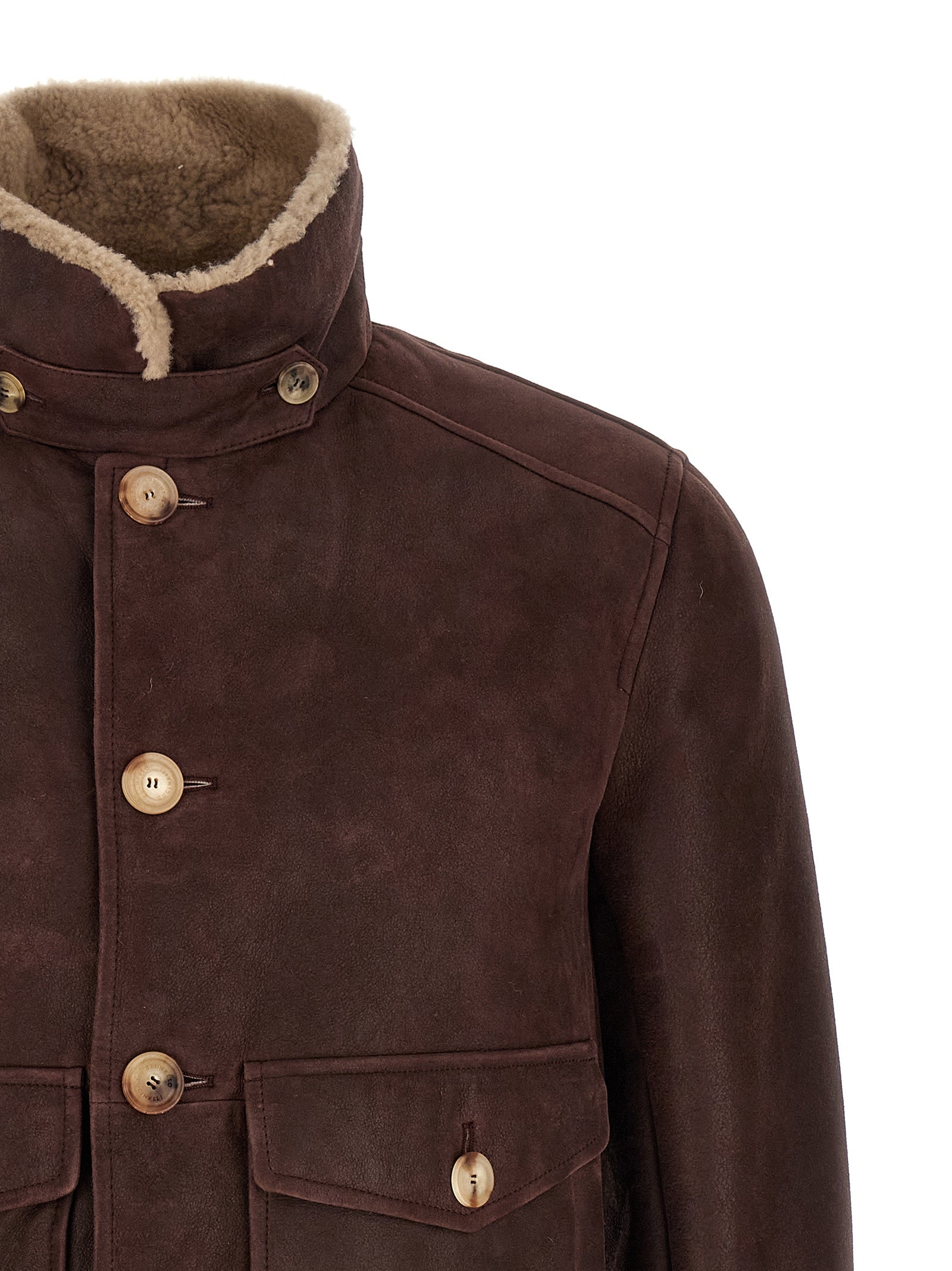 BRUNELLO CUCINELLI Men's Aviator Jacket Brown