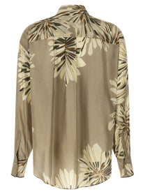 BRUNELLO CUCINELLI - BRUNELLO CUCINELLI Women’s Floral Patterned Shirt Green - Women’s Tops