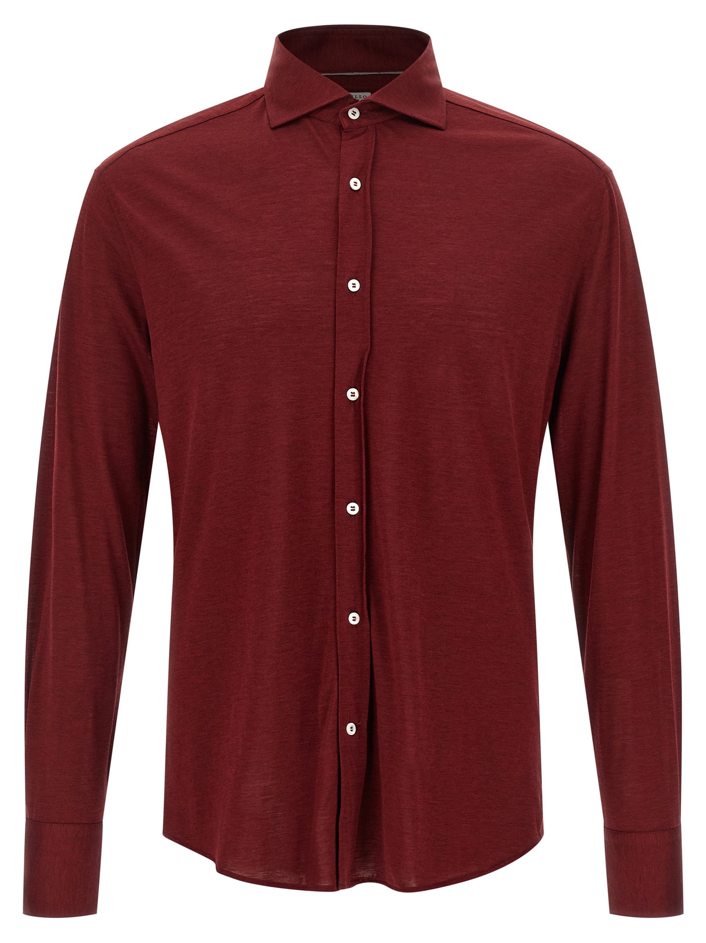 BRUNELLO CUCINELLI - BRUNELLO CUCINELLI Men’s Silk And Cotton Shirt Bordeaux - Men’s Tops