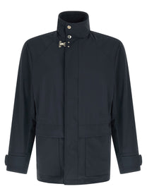 BRUNELLO CUCINELLI - BRUNELLO CUCINELLI Men’s Waterproof Windbreaker Blue - Men’s Outerwear