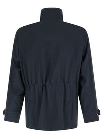 BRUNELLO CUCINELLI - BRUNELLO CUCINELLI Men’s Waterproof Windbreaker Blue - Men’s Outerwear