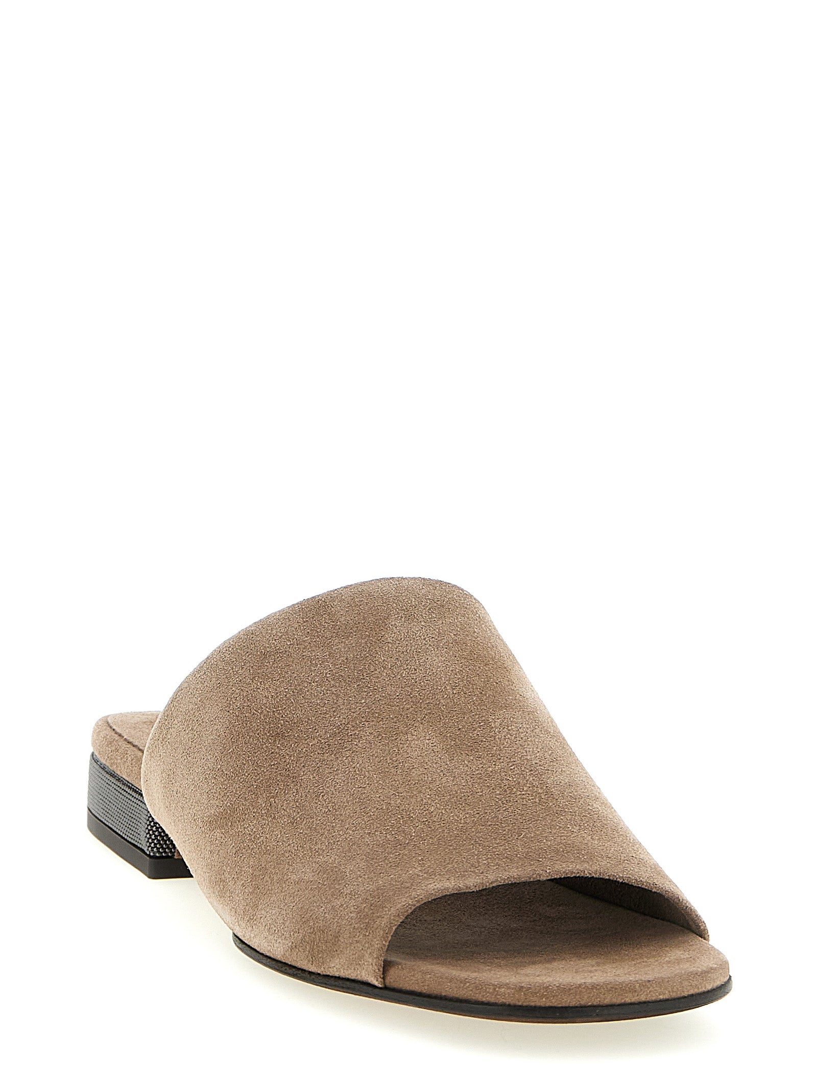 BRUNELLO CUCINELLI - BRUNELLO CUCINELLI Women’s Monile Suede Sandals Brown - Women’s Shoes