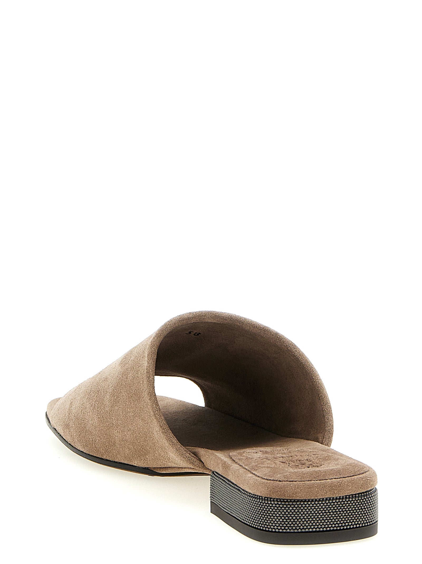 BRUNELLO CUCINELLI - BRUNELLO CUCINELLI Women’s Monile Suede Sandals Brown - Women’s Shoes