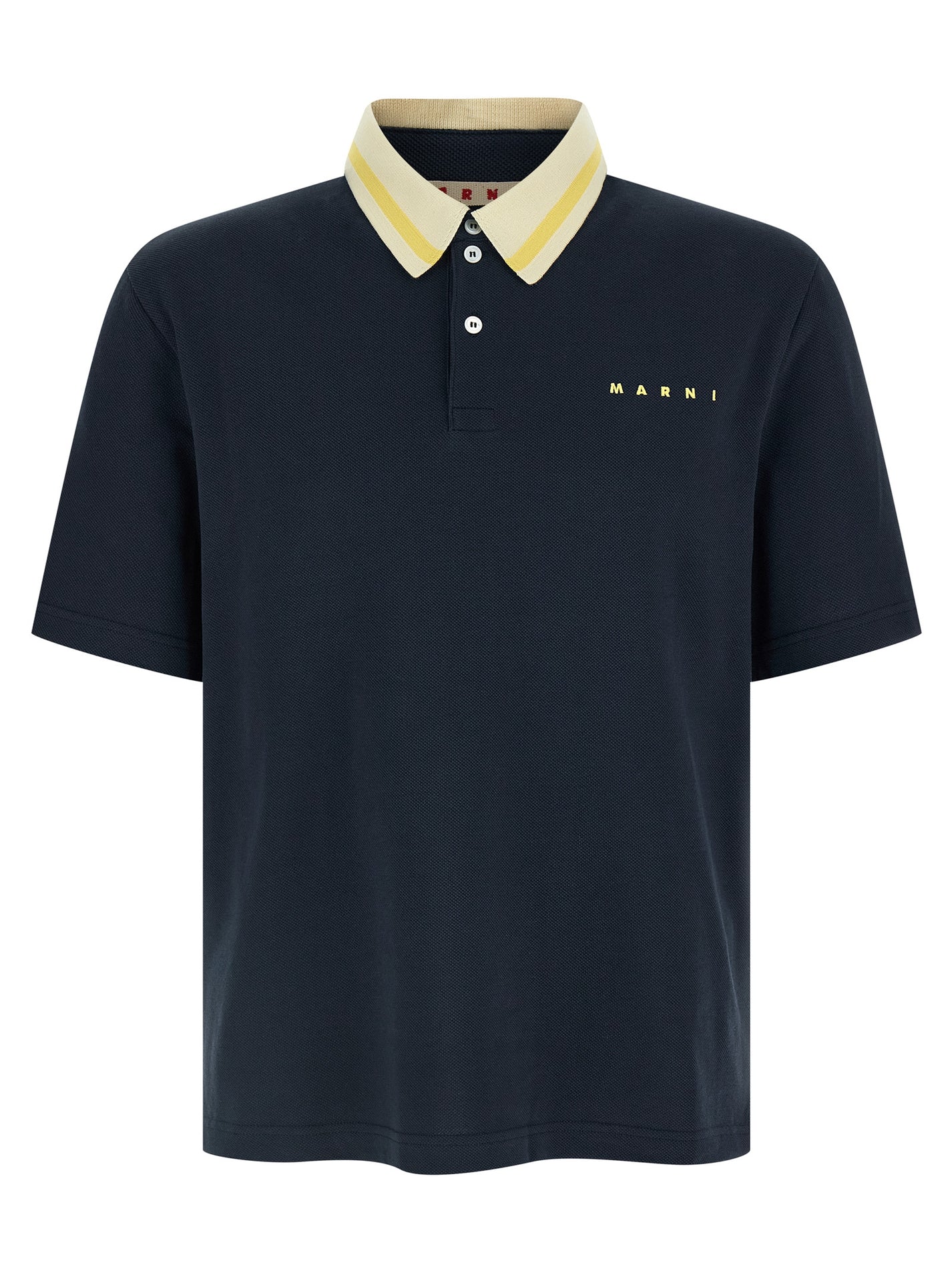 MARNI - MARNI Men’s Piqué Cotton Polo Shirt Blue - Men’s Tops