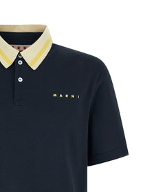 MARNI - MARNI Men’s Piqué Cotton Polo Shirt Blue - Men’s Tops