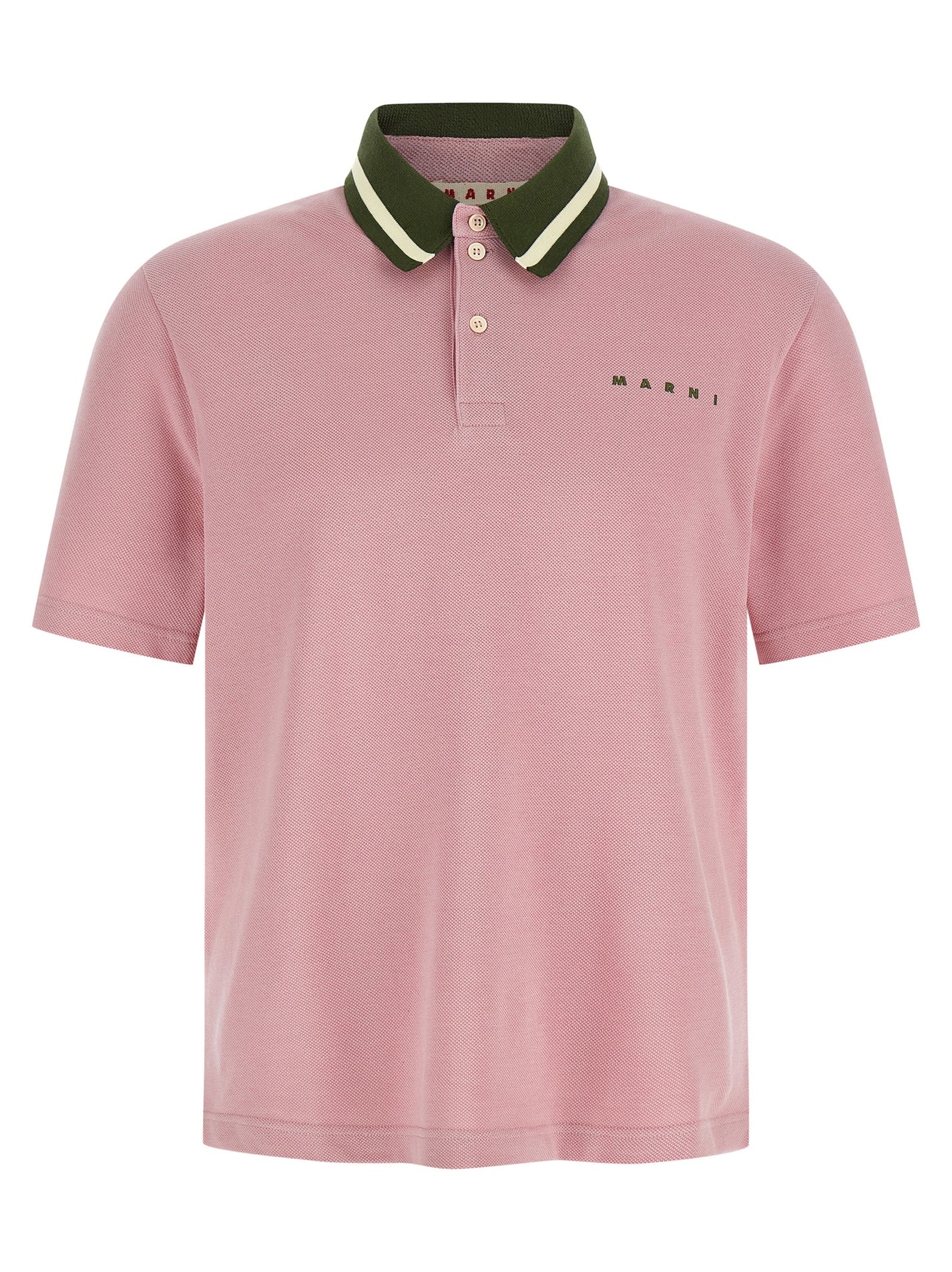 MARNI - MARNI Men’s Piqué Cotton Polo Shirt Pink - Men’s Tops