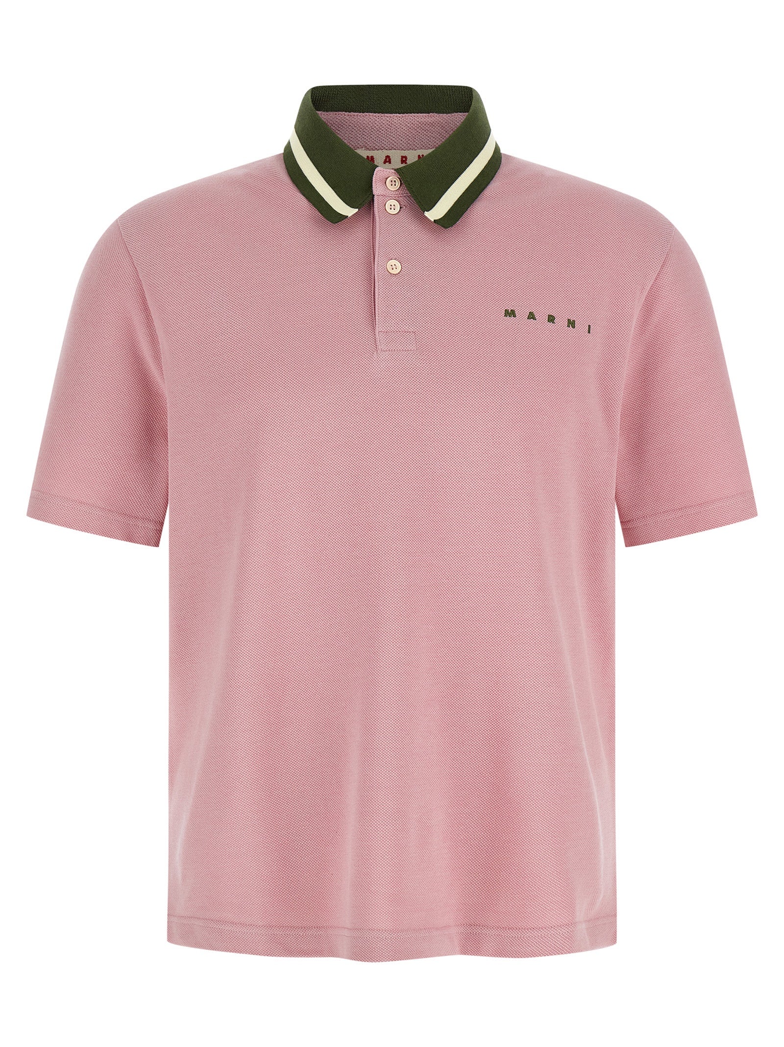 MARNI - MARNI Men’s Piqué Cotton Polo Shirt Pink - Men’s Tops