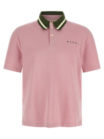 MARNI - MARNI Men’s Piqué Cotton Polo Shirt Pink - Men’s Tops